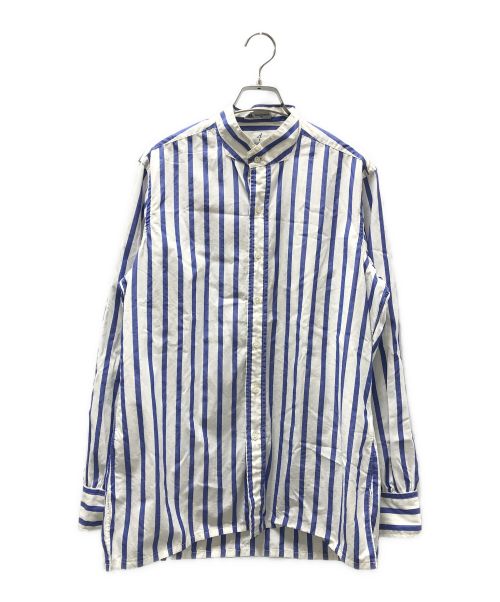 ANATOMICA（アナトミカ）ANATOMICA (アナトミカ) バンドカラーシャツ ホワイト×ブルー サイズ:Ｍの古着・服飾アイテム