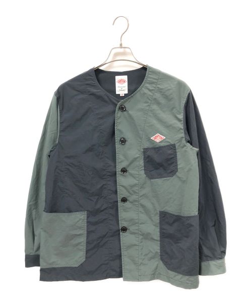 DANTON（ダントン）DANTON (ダントン) ノーカラージャケット ブラック×グリーン サイズ:42の古着・服飾アイテム