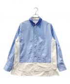 CULLNIクルニ）の古着「Combination Stripe High Count Cotton Shirt」｜ブルー×ホワイト