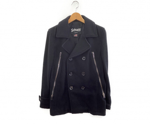 Junhashimoto（ジュンハシモト）junhashimoto×Schott (ジュンハシモト × ショット) Pコート ブラック サイズ:SIZE 2の古着・服飾アイテム