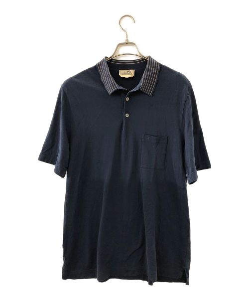 HERMES（エルメス）HERMES (エルメス) ポロシャツ ネイビー×カーキ サイズ:XLの古着・服飾アイテム