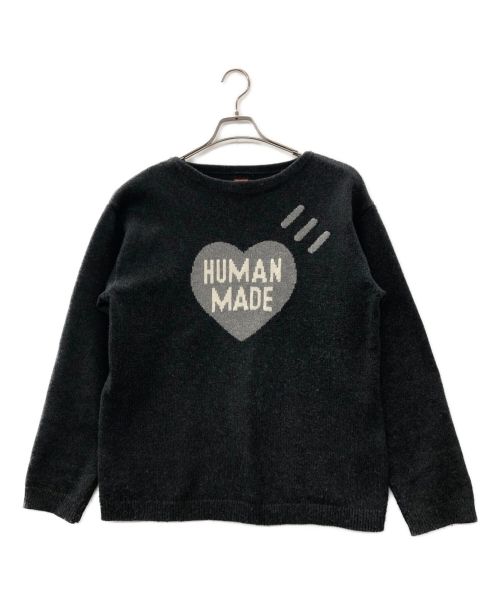 HUMAN MADE（ヒューマンメイド）HUMAN MADE (ヒューマンメイド) Heart Knit Sweater グレー サイズ:Lの古着・服飾アイテム