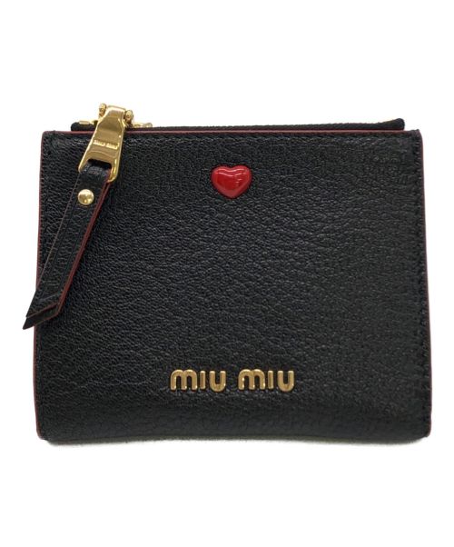 MIU MIU（ミュウミュウ）MIU MIU (ミュウミュウ) 2つ折り財布 ブラック×レッド 未使用品の古着・服飾アイテム