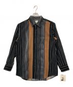 MANDOマンドー）の古着「コットンコーデュロイマルチストライプレギュラーカラーシャツ」｜ブラック×ブラウン