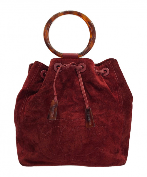 CHANEL（シャネル）CHANEL (シャネル) 巾着スウェードハンドバッグ ワインレッド サイズ:-の古着・服飾アイテム