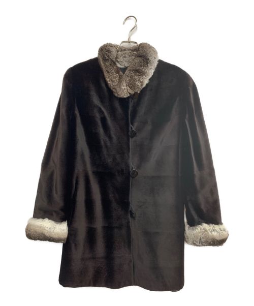 CARVEN（カルヴェン）CARVEN (カルヴェン) シルク毛皮コート ブラウン サイズ:9-13の古着・服飾アイテム