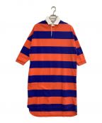 Traditional Weatherwearトラディショナルウェザーウェア）の古着「ビッグラグビーシャツワンピース」｜オレンジ×ブルー