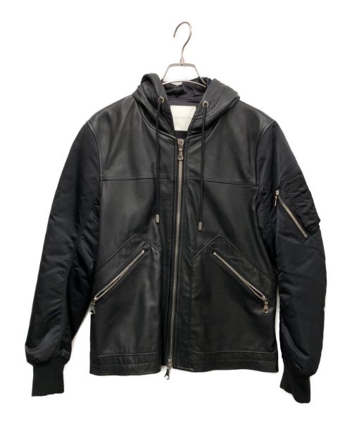 ESTNATION（エストネーション）ESTNATION (エストネーション) MA-1切替レザージャケット ブラック サイズ:Mの古着・服飾アイテム