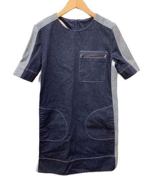 MARNI（マルニ）MARNI (マルニ) Denim Short Sleeves Round Neck Back Zipper Dress インディゴ サイズ:40の古着・服飾アイテム