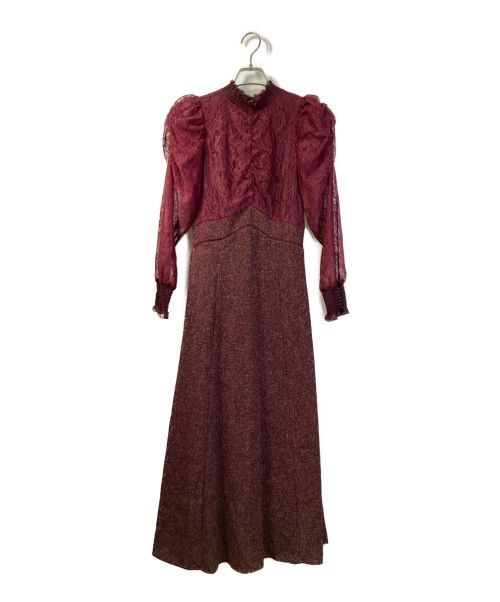 LADYMADE（レディメイド）LADYMADE (レディメイド) フロントギャザーレースドッキングドレス レッド サイズ:FREE 未使用品の古着・服飾アイテム