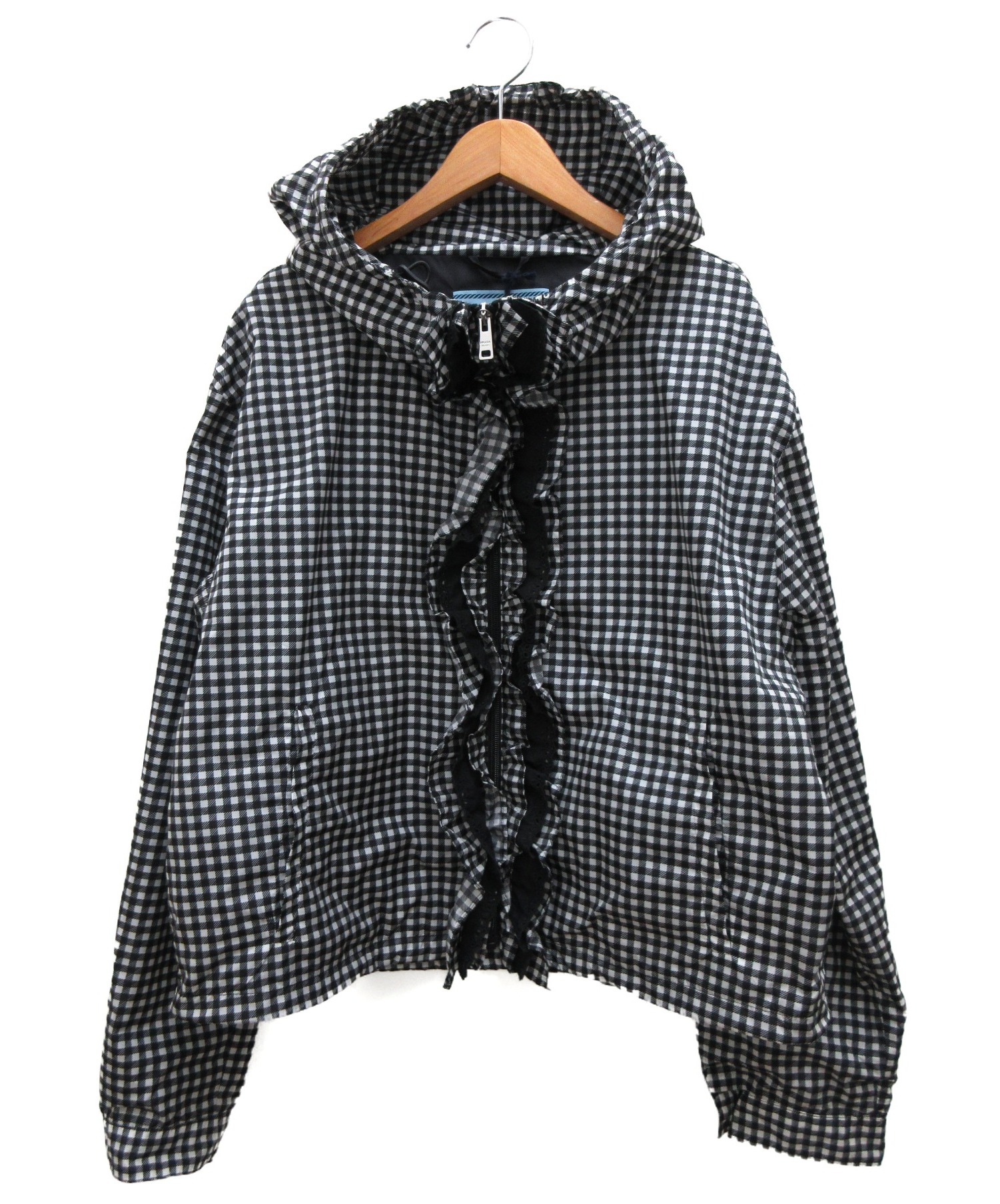 中古 古着通販 Prada プラダ ナイロンパーカー ブラック ホワイト サイズ 42 ギンガムチェック ブランド 古着通販 トレファク公式 Trefac Fashion