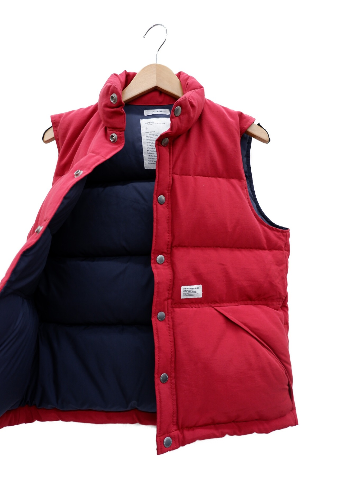 Wtaps ダウンベスト チェック 赤 ファクトリーアウトレット 赤