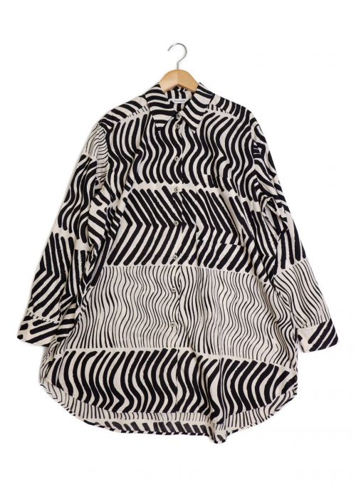 marimekko（マリメッコ）marimekko (マリメッコ) ロングシャツチュニック ブラック×ホワイト サイズ:Sの古着・服飾アイテム