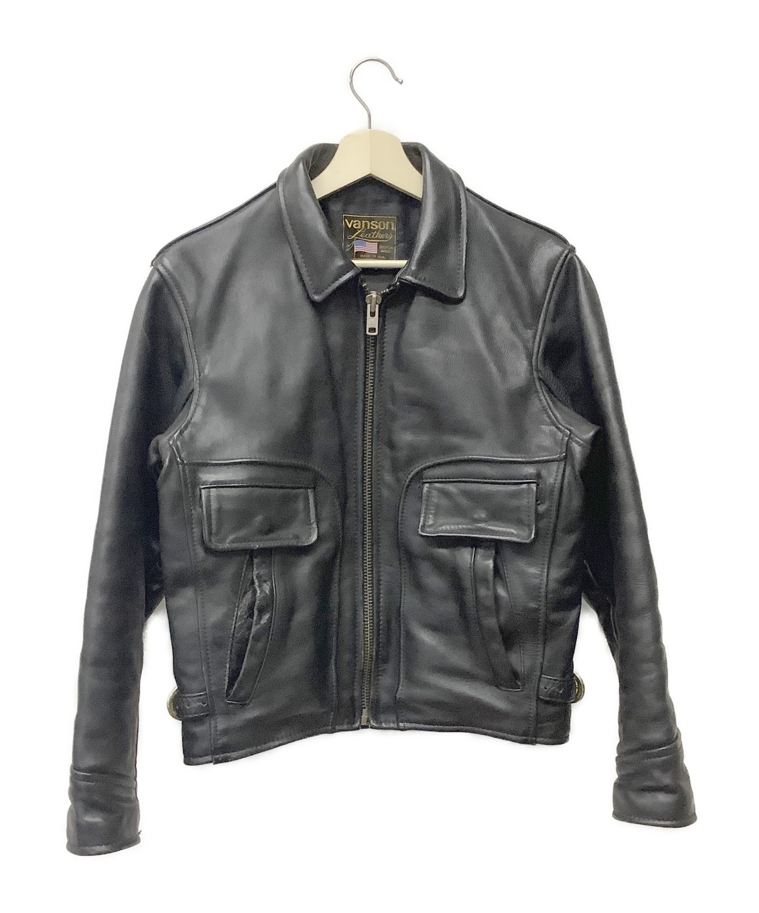 中古 古着通販 Vanson バンソン レザージャケット ブラック サイズ 34 ブランド 古着通販 トレファク公式 Trefac Fashion