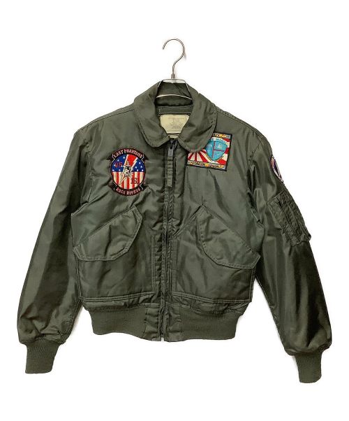 US ARMY（ユーエスアーミー）US ARMY (ユーエス アーミー) 80'sワッペンカスタムフライトジャケット オリーブ サイズ:SMALLの古着・服飾アイテム