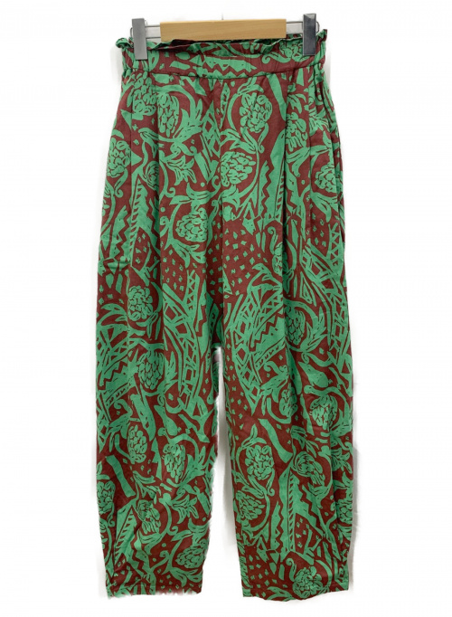 H BEAUTY&YOUTH（エイチ ビューティアンドユース）H BEAUTY&YOUTH (エイチ ビューティアンドユース) アフリカンプリントパンツ グリーン サイズ:S 夏物 リネン混の古着・服飾アイテム