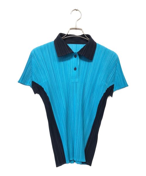 PLEATS PLEASE（プリーツプリーズ）PLEATS PLEASE (プリーツプリーズ) ポロシャツ ブルー サイズ:SIZE 3の古着・服飾アイテム