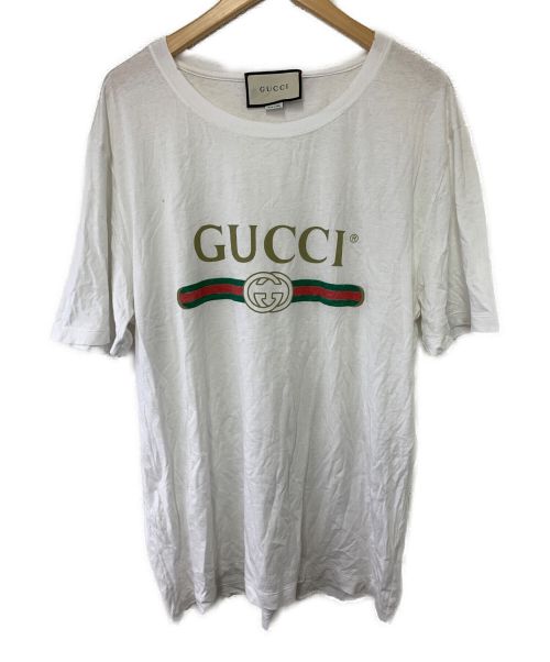 GUCCI（グッチ）GUCCI (グッチ) ロゴウォッシュドTシャツ ホワイト サイズ:XLの古着・服飾アイテム