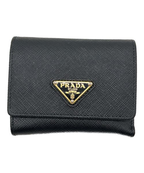 PRADA（プラダ）PRADA (プラダ) 3つ折り財布 ブラックの古着・服飾アイテム