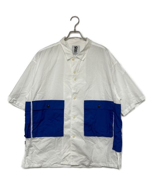TENBOX（テンボックス）TENBOX (テンボックス) ドラッグディーラーシャツ ホワイト×ブルー サイズ:size XLの古着・服飾アイテム