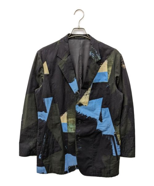YOHJI YAMAMOTO（ヨウジヤマモト）YOHJI YAMAMOTO (ヨウジヤマモト) ペイントテーラードジャケット ブラック サイズ:2の古着・服飾アイテム