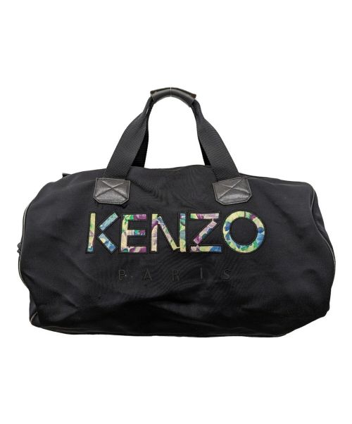 KENZO（ケンゾー）KENZO (ケンゾー) ロゴ ボストンバッグ ブラック×内側生地ブルーの古着・服飾アイテム