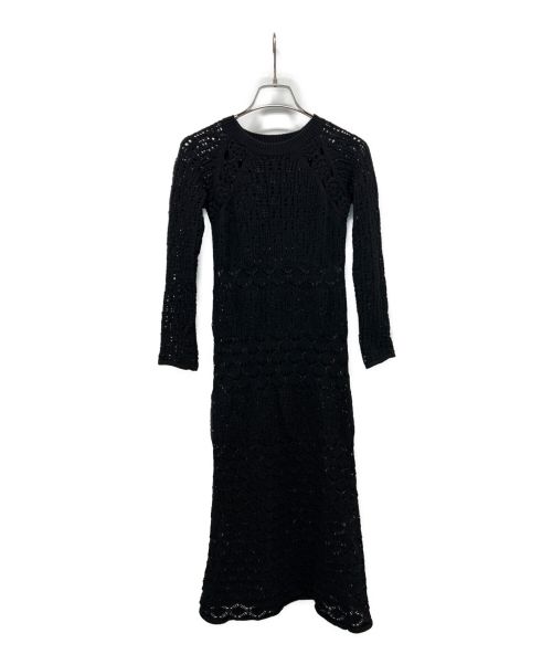 Ameri（アメリ）AMERI (アメリ) CROCHET RAGLAN LONG DRESS ブラック サイズ:SIZE Sの古着・服飾アイテム