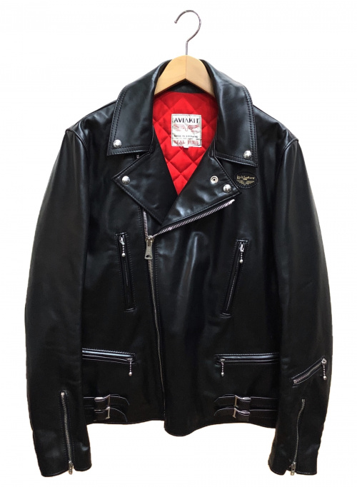 Lewis Leathers（ルイスレザース）Lewis Leathers (ルイスレザース) ダブルライダースジャケット ブラック×レッド サイズ:42の古着・服飾アイテム