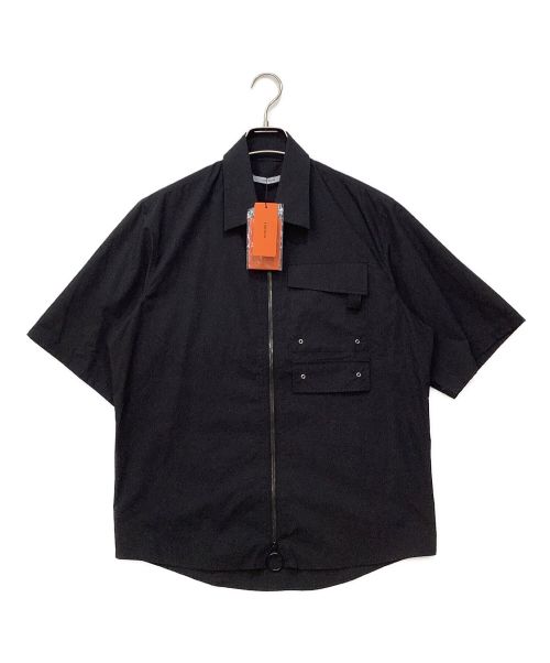 LIBERUM（リベルム）LIBERUM (リベルム) S/Sジップシャツ ブラック サイズ:1の古着・服飾アイテム