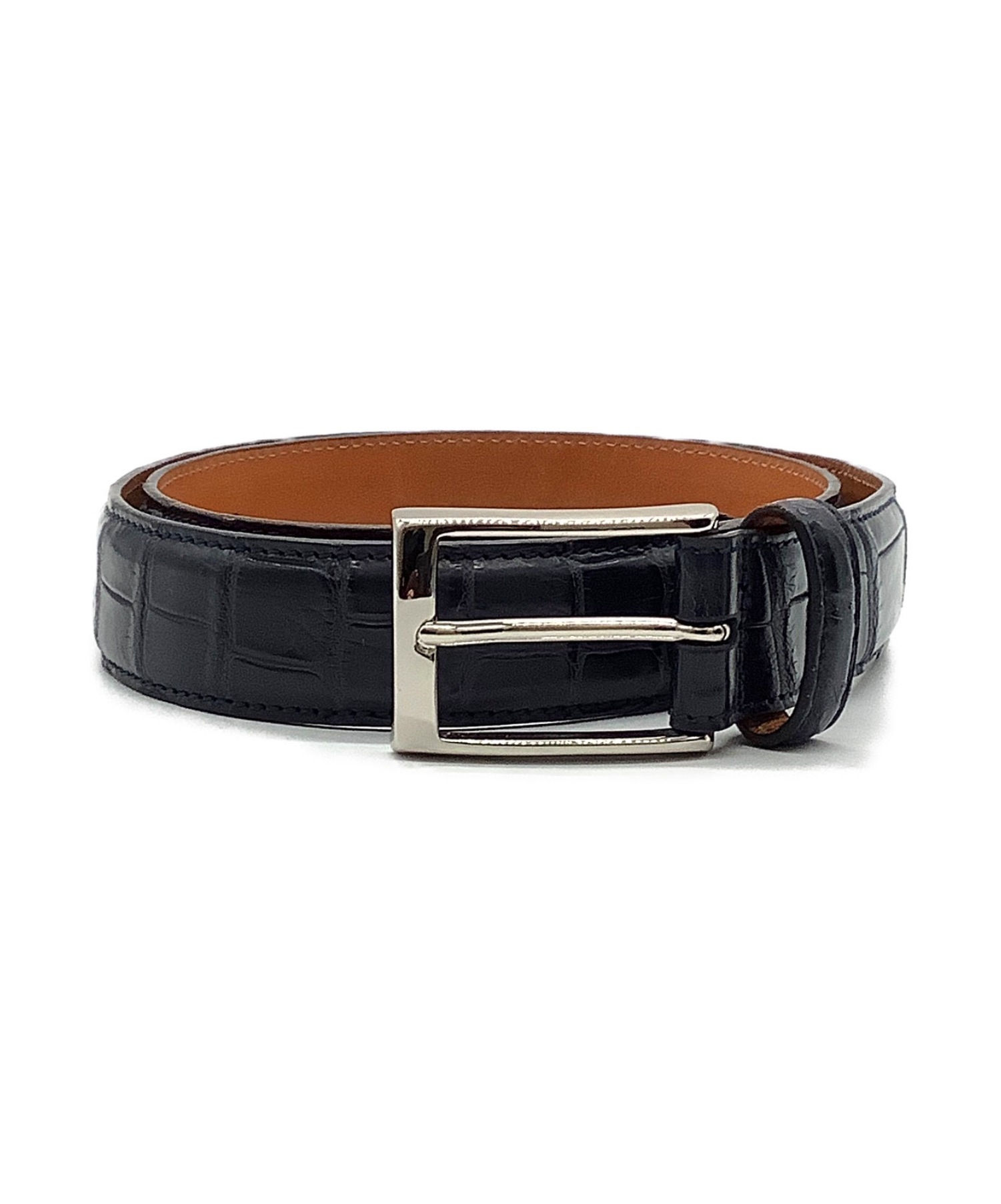 中古 古着通販 鎌倉シャツ カマクラシャツ リアルクロコダイルベルト ネイビー サイズ 80 クロコダイル ブランド 古着通販 トレファク公式 Trefac Fashion