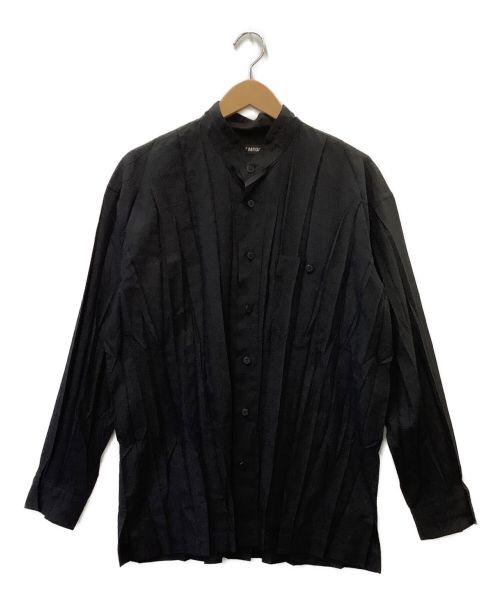 ISSEY MIYAKE（イッセイミヤケ）ISSEY MIYAKE (イッセイミヤケ) プリーツバンドカラーシャツ ブラック サイズ:2の古着・服飾アイテム