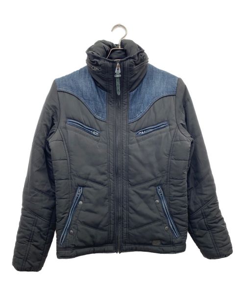 DIESEL（ディーゼル）DIESEL (ディーゼル) 中綿デニム切替ジャケット ブラック×ブルー サイズ:Sの古着・服飾アイテム