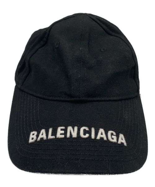 BALENCIAGA（バレンシアガ）BALENCIAGA (バレンシアガ) ロゴバイザーキャップ ブラック サイズ:58ｃｍの古着・服飾アイテム