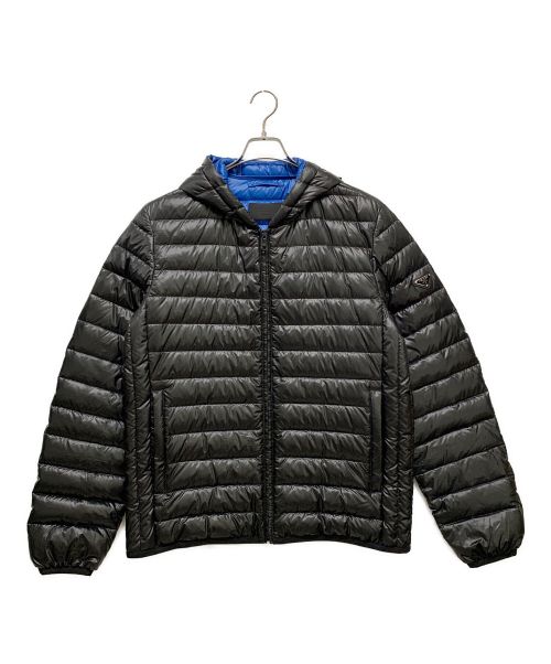 PRADA（プラダ）PRADA (プラダ) ピウミーノダウンジャケット ブラック×ブルー サイズ:54の古着・服飾アイテム