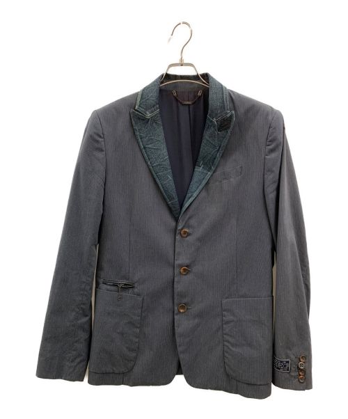 DIESEL（ディーゼル）DIESEL (ディーゼル) デニム切替テーラードジャケット ブラック×インディゴ サイズ:Mの古着・服飾アイテム