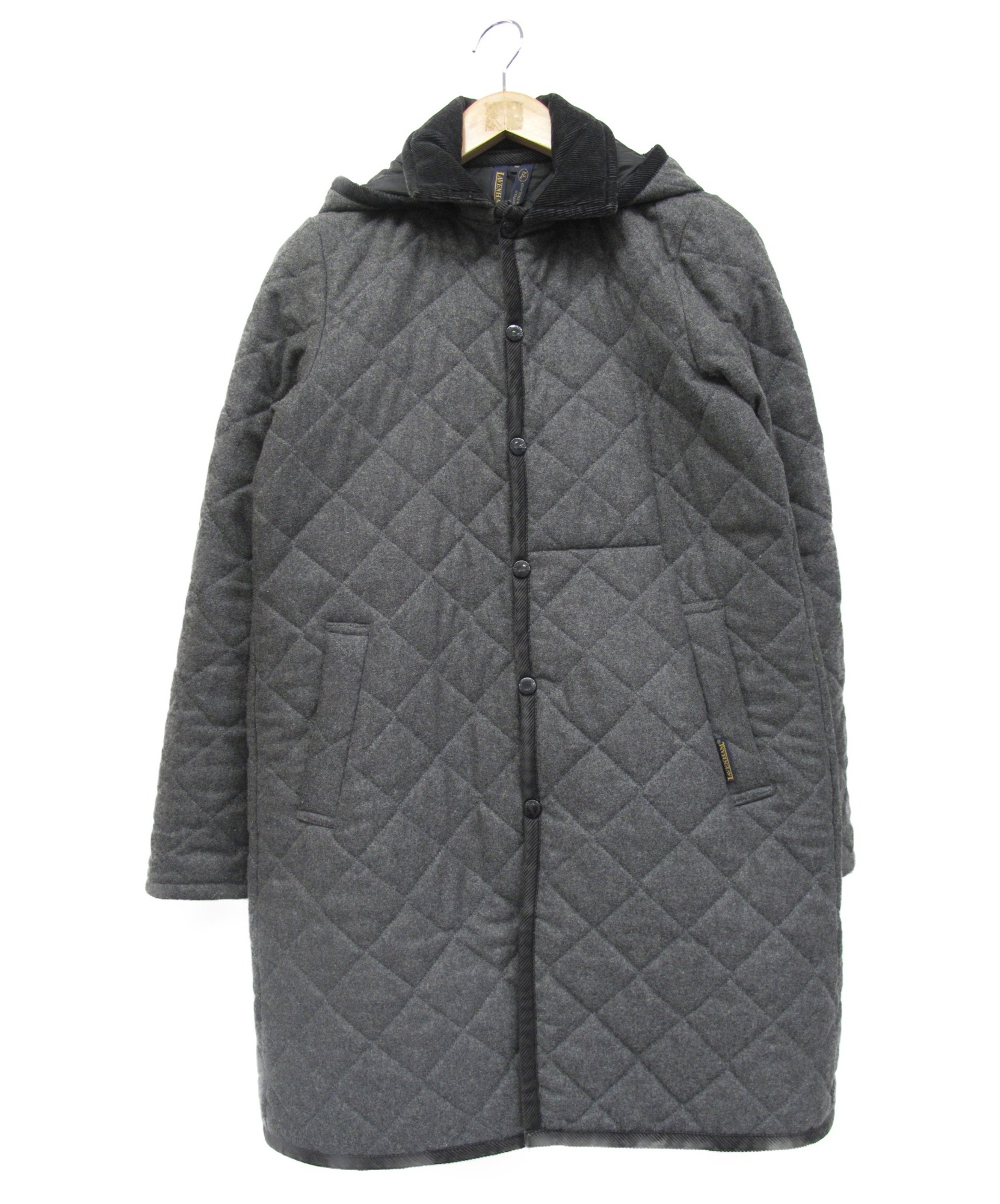 中古 古着通販 Lavenham ラベンハム カシミヤブレンドキルティングコート グレー ブラック サイズ 38 秋冬物 ブランド 古着通販 トレファク公式 Trefac Fashion