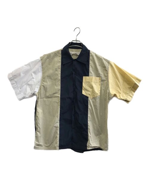 MARNI（マルニ）MARNI (マルニ) 切替シャツ ネイビー×ベージュ サイズ:FREEの古着・服飾アイテム