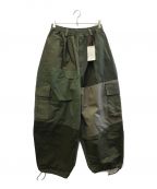 MAISON SPECIALメゾンスペシャル）の古着「Prime-Wide Patchwork Vintage Clothes Cargo Pants」｜カーキ