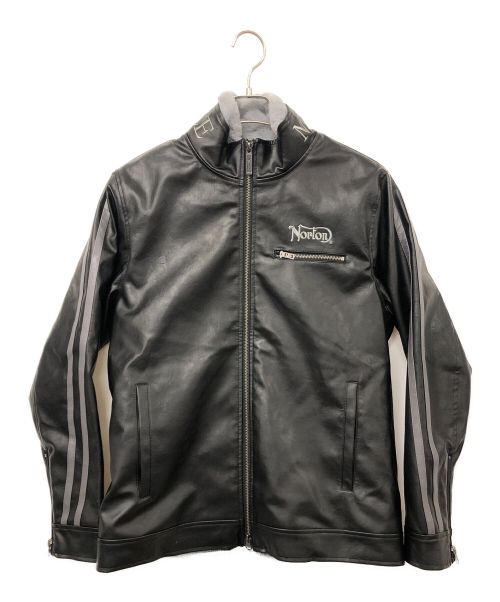 Norton（ノートン）Norton (ノートン) フェイクレザージャケット ブラック×グレー サイズ:L 未使用品の古着・服飾アイテム