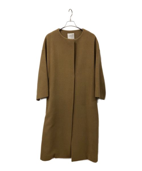 Lisiere（リジェール）Lisiere (リジェール) ノーカラーコート ブラウン サイズ:36の古着・服飾アイテム