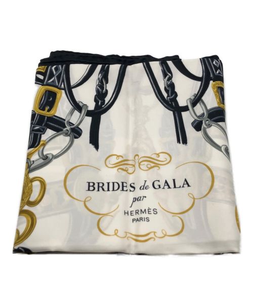 HERMES（エルメス）HERMES (エルメス) カレ90 BRIDES de GALA ホワイト×ネイビーの古着・服飾アイテム