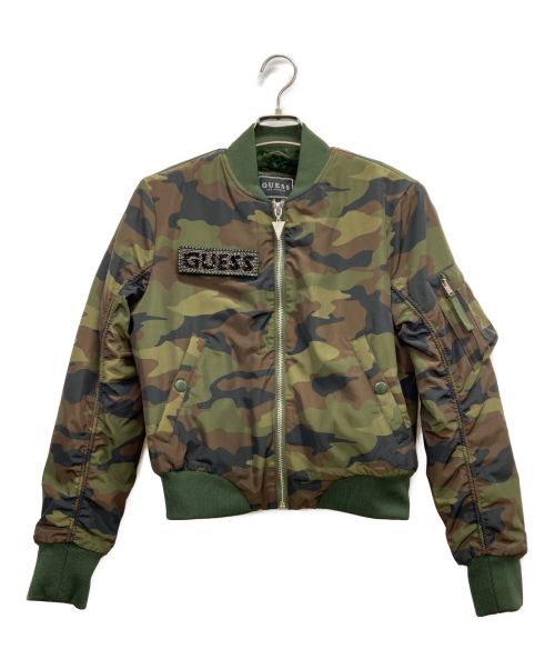 GUESS（ゲス）GUESS (ゲス) ボンバーミリタリージャケット オリーブ サイズ:Sの古着・服飾アイテム