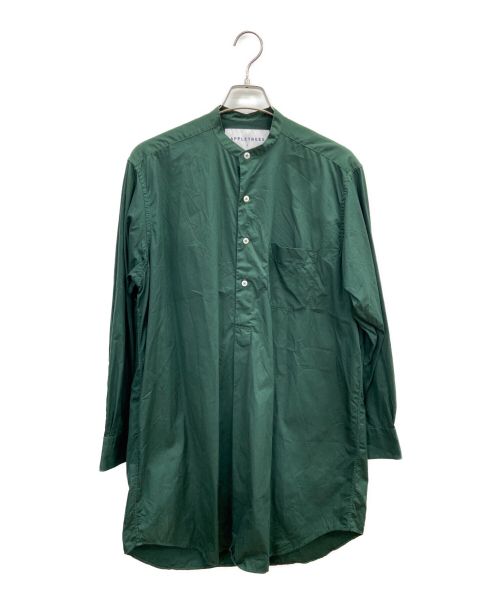 APPLE TREES（アップルツリーズ）APPLE TREES (アップルツリーズ) オールオーバー ザ ワールド ノーカラー ロングシャツ グリーン サイズ:Sの古着・服飾アイテム