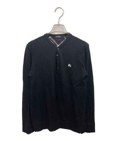 BURBERRY BLACK LABEL（バーバリーブラックレーベル）BURBERRY BLACK LABEL (バーバリーブラックレーベル) ヘンリーネックカットソー ブラック サイズ:2の古着・服飾アイテム