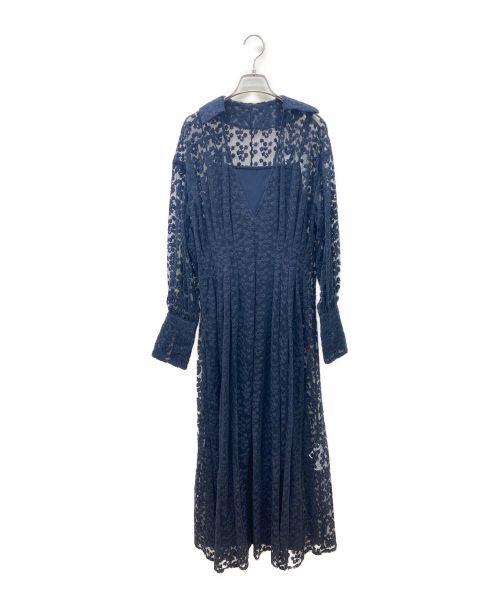 Ameri（アメリ）AMERI (アメリ) VINTAGE LIKE SHEER FLOWER DRESS ネイビー サイズ:Mの古着・服飾アイテム
