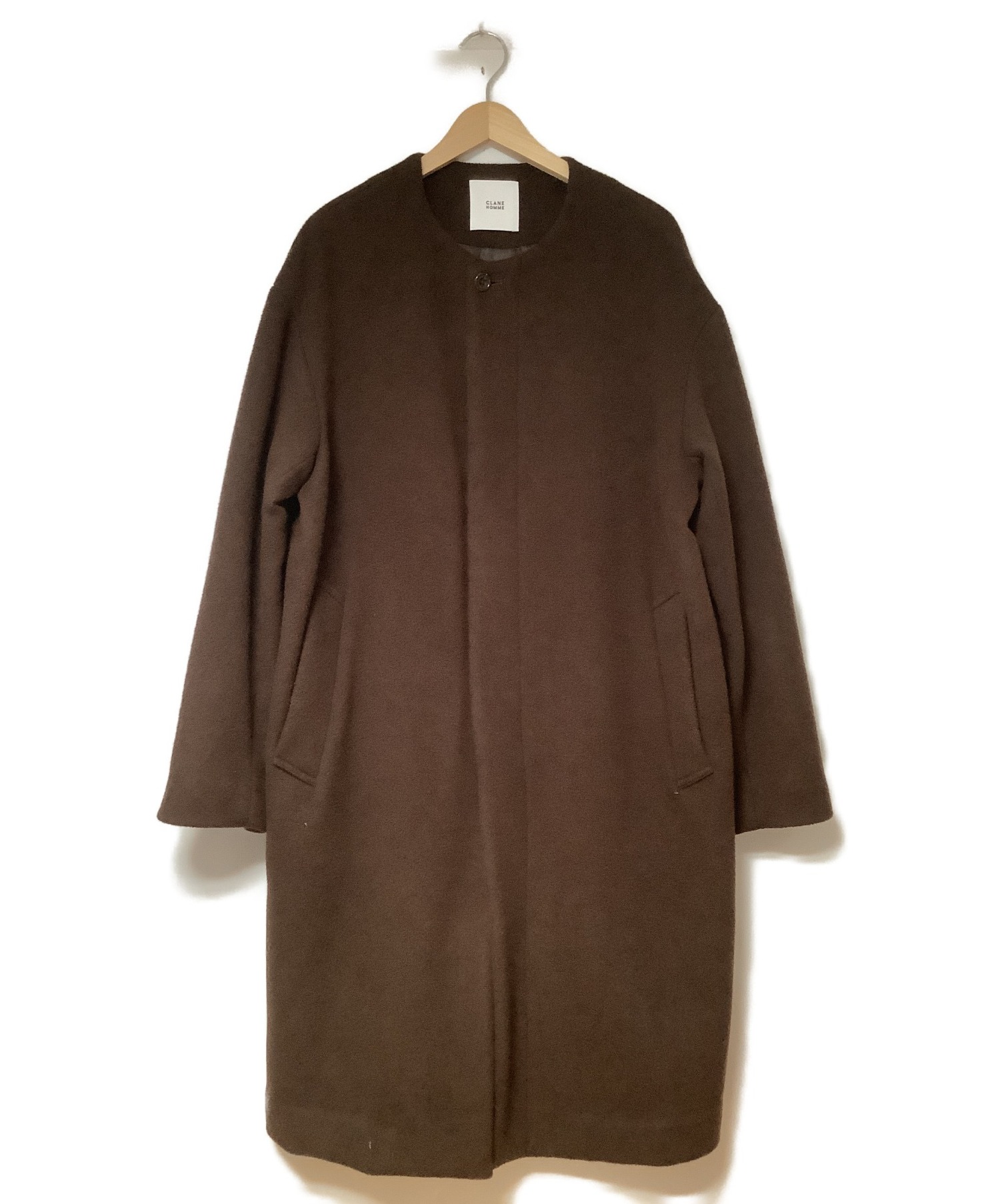 中古 古着通販 Clane Homme クラネ オム ロングノーカラーコクーンコート ブラウン サイズ 1 ブランド 古着通販 トレファク公式 Trefac Fashion