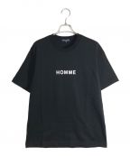 COMME des GARCONS HOMMEコムデギャルソン オム）の古着「綿天竺ロゴプリントTシャツ」｜ブラック