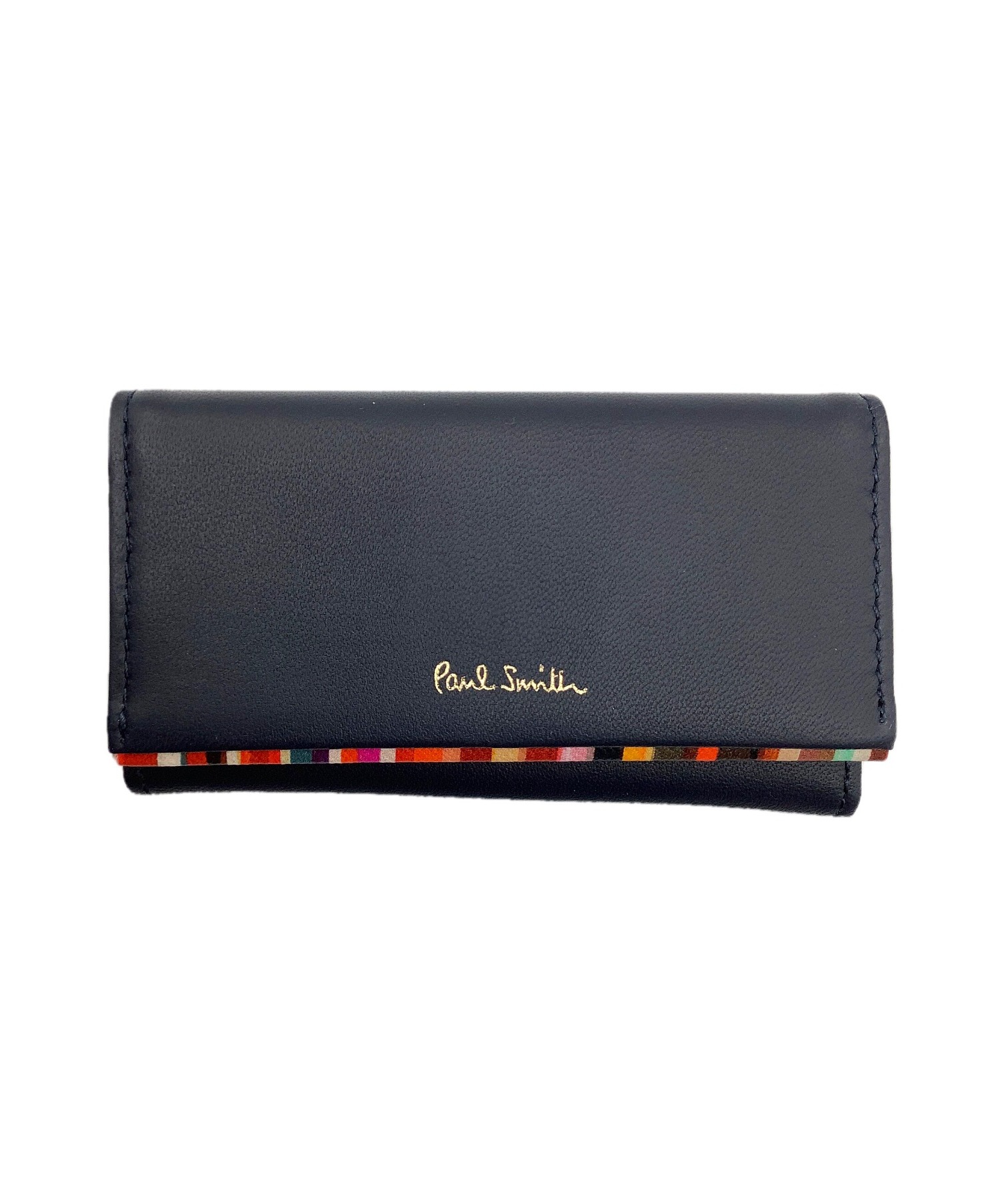 中古 古着通販 Paul Smith ポールスミス キーケース ネイビー クロスオーバートリム Pwd541 マルチストライプ レザー ブランド 古着通販 トレファク公式 Trefac Fashion