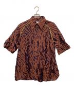 PONTI（）の古着「Zebra Jacquard Shirt」｜ブラウン×ブルー