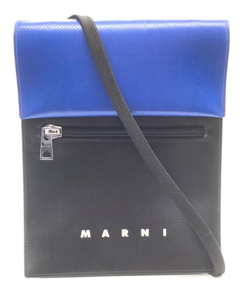 MARNI（マルニ）MARNI (マルニ) POUCH ON STRAP PVC ブルー×ブラックの古着・服飾アイテム